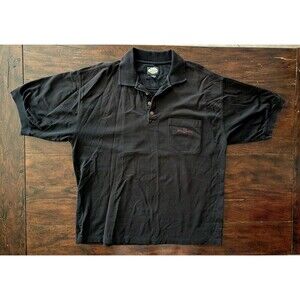 Tommy Bahama Polo Men Medium Short Sleeve Vtg Solid Black Golf Fishing